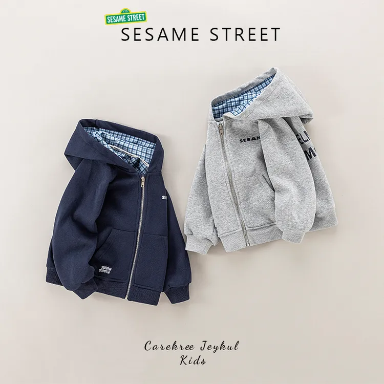 【主播推荐】芝麻街秋季新款儿童连帽针织休闲外套ZMQA213