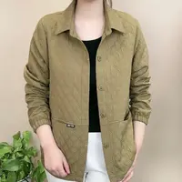 秋装时尚百搭减龄宽松休闲翻领薄款夹克外套妈妈装上衣中老年女装