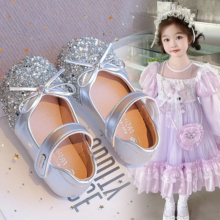 女童鞋公主鞋2025春秋新款儿童鞋水晶鞋小皮鞋女孩软底小皮鞋单鞋
