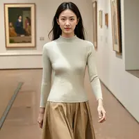 【打底衫】针织女上衣黑色修身气质显瘦百搭 1604-1
