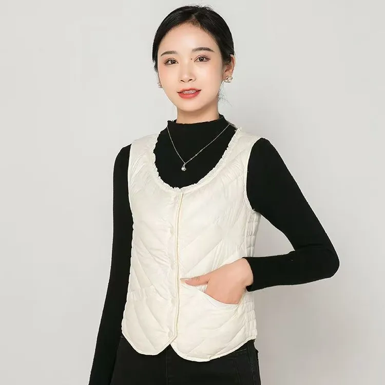 白鸭绒魔力塑形羽绒马甲收腰保暖坎肩女款—T1