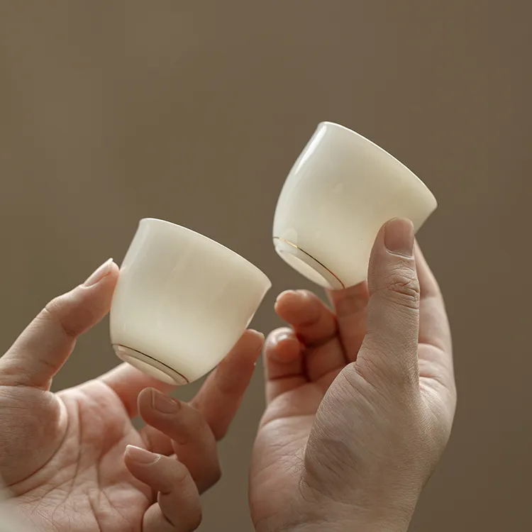 羊脂玉瓷功夫茶杯德化白瓷家用喝茶小杯子陶瓷单杯茶具茶碗品茗杯