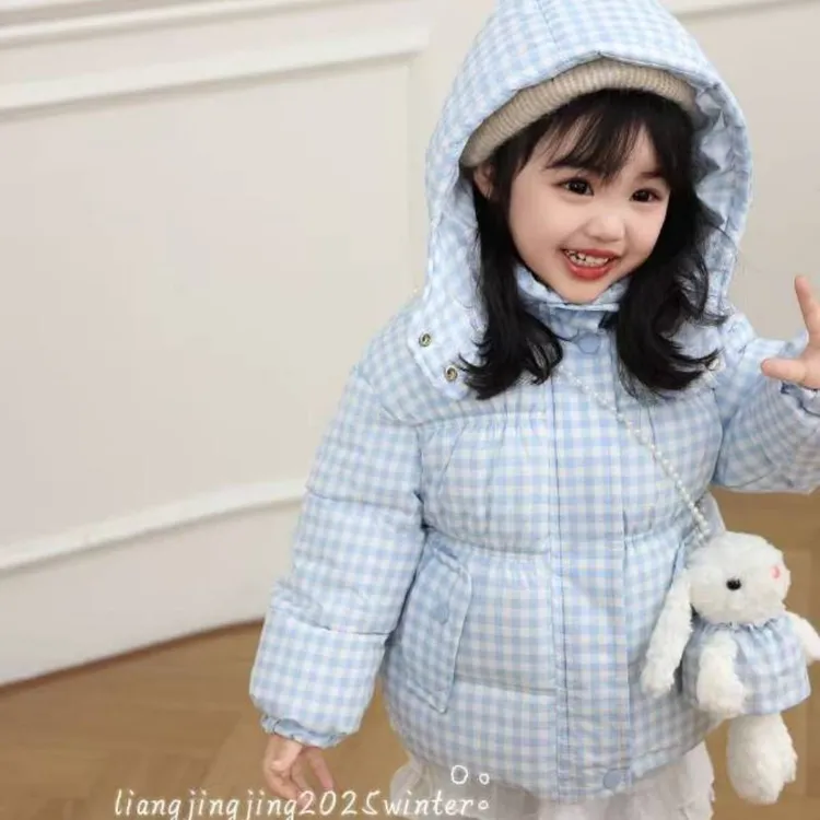 2025新款女童格子棉衣