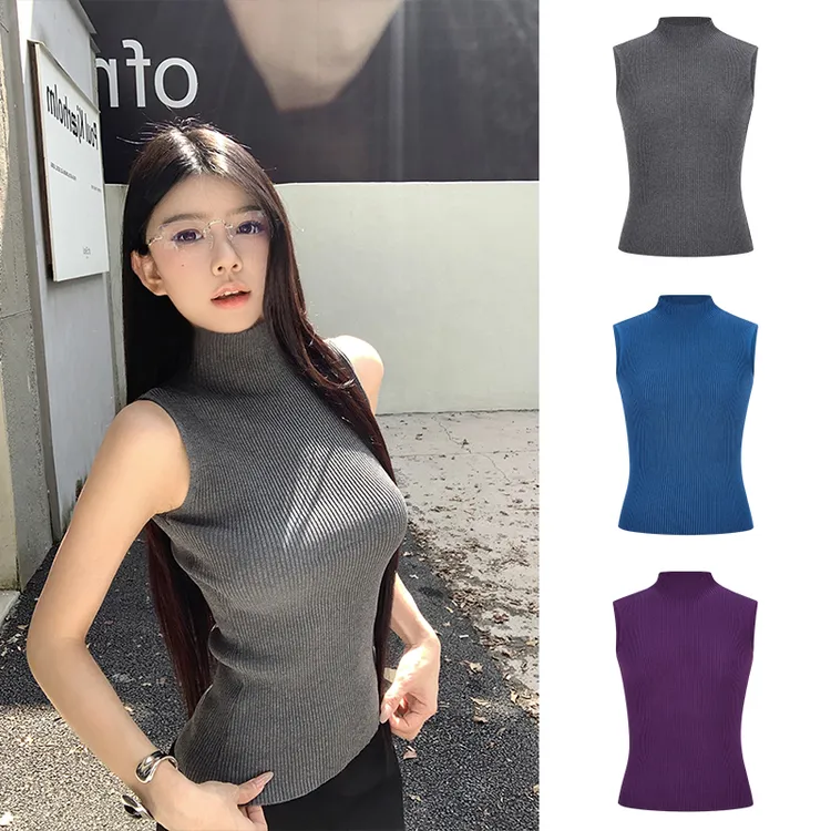 Moses Queen/魔西女王无袖薄款立领针织背心夏季上衣韩版复古风