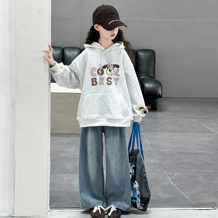 儿童春装套装时尚洋气女童卫衣牛仔裤两件套大童春季潮款女孩衣服