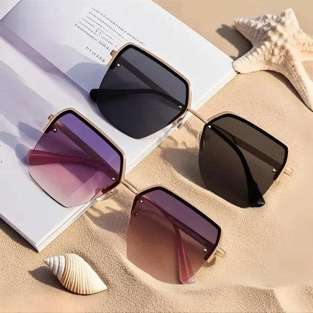 小众眼镜2025新款一体式金边质感高级ins太阳镜网红个性遮阳眼镜