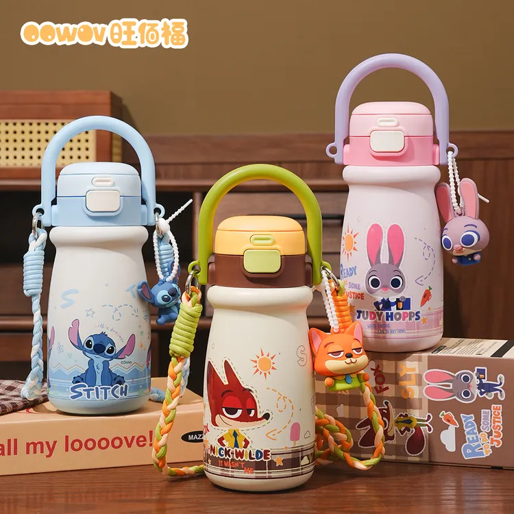 疯狂动物城儿童保温杯生日圣诞节礼物高颜值水杯便携学生背带上班
