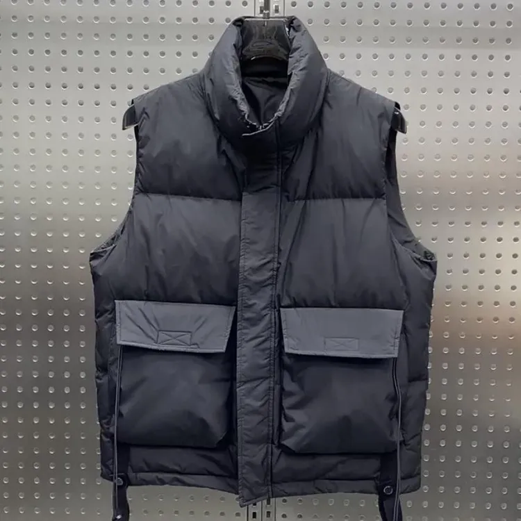 冬季新款工装立领加厚品质马甲男休闲百搭保暖纯色背心白品质外套