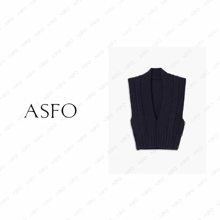 【AS小天才】25新经典绞花编织羊毛粗棒针织背心马甲AS25QMJ04116