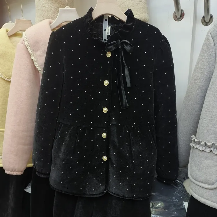 冬季新款三层夹棉加厚亮晶晶小香风女士长袖可外穿保暖家居服套装