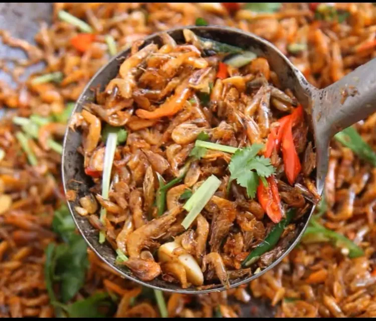 辣炒炒干河虾  卷煎饼饼超下饭邳州新沂特产