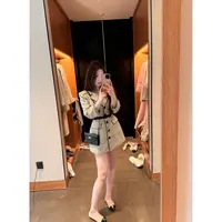 一只雪雪【塞纳黄昏时】新款春季气质韩版西装中袖毛呢设计款外套