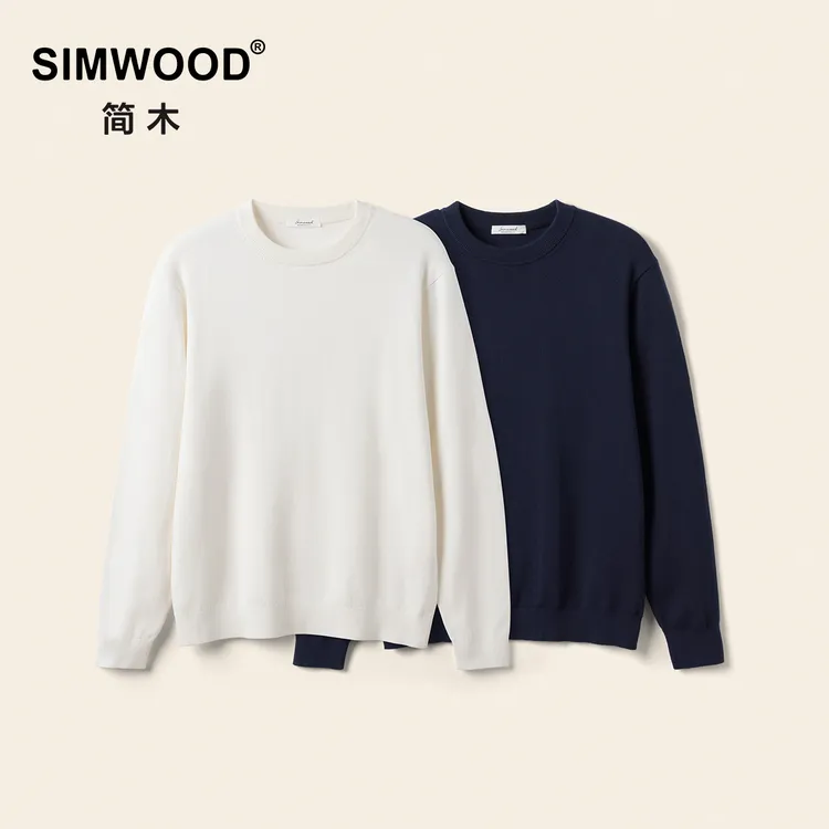 SIMWOOD/简木【合体版】14针混纺山羊绒毛织长袖针织毛衣S12250524