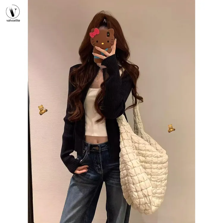 VALVOELITE毛衣针织开衫女新款秋季辣妹短款显瘦百搭外套上衣时尚