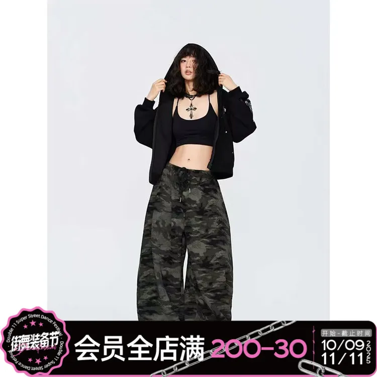 【达人专属】CBXLAB街舞潮牌做旧迷彩长裤高街宽松印花嘻哈街头长裤
