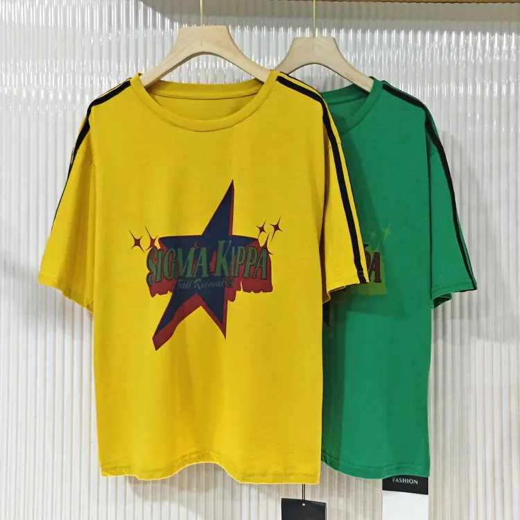 【七沐服饰】6726圆领短袖棉T恤夏季潮牌女装时尚宽松休闲百搭