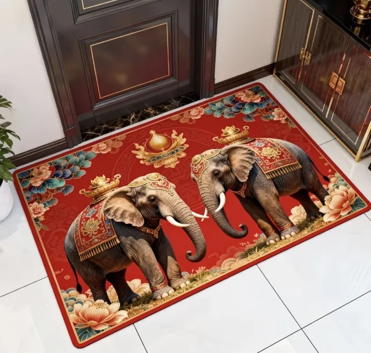 【60*90cm】吉象临门地垫速干吸水客厅餐厅卫生间圆脚踏地垫脚垫子