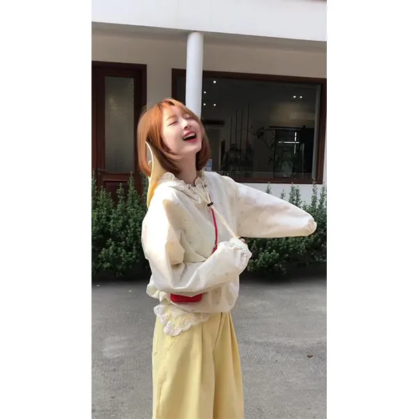 韩版春夏文艺宽松显瘦森系田园风碎花小众连帽抽绳外套休闲裤套装