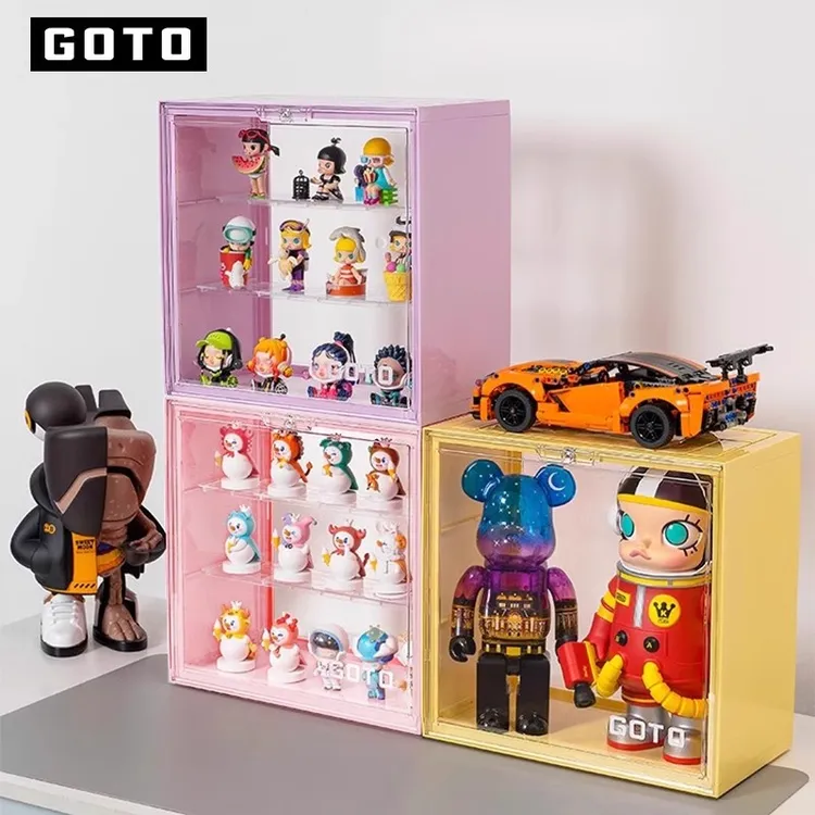 GOTO泡泡玛特展示盒马卡龙大容量透明popmar手办防尘手办展示柜