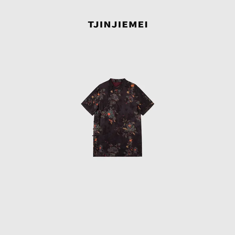 T井姐妹【簪花】设计感国风新中式短袖T恤LYQ2505-25301-1