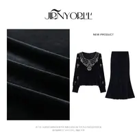 PANG TINGTING“永利皇宫”显瘦气质轻奢时尚上衣半裙