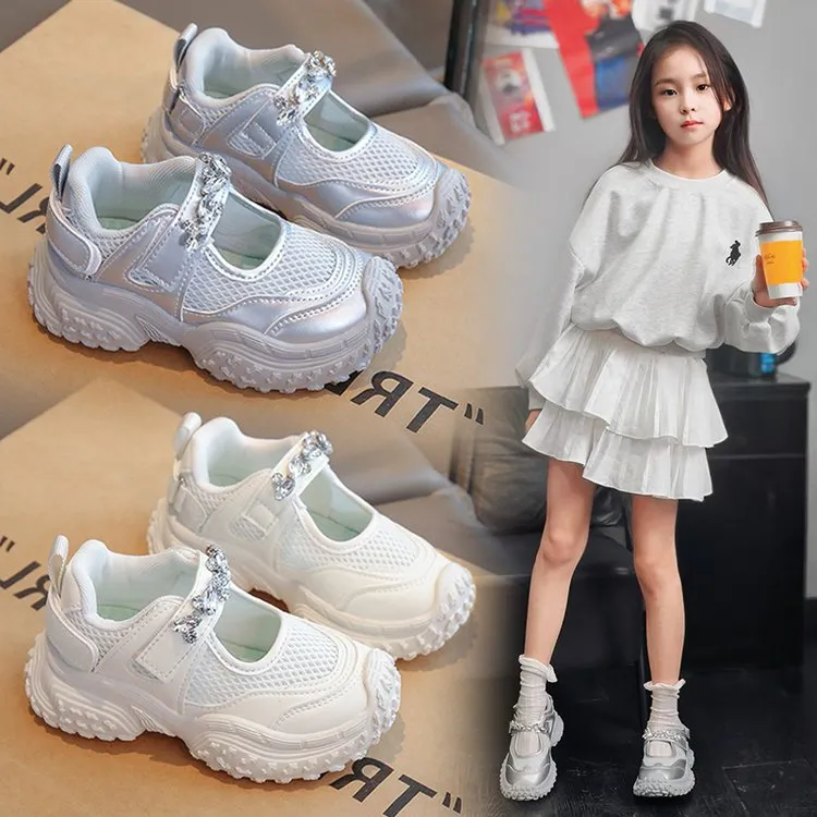 2025女童玛丽珍运动鞋夏季凉鞋儿童网鞋透气老爹鞋时尚软底休闲鞋