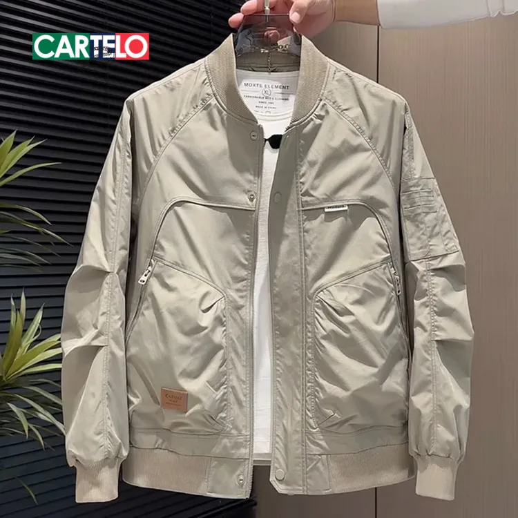 卡帝乐鳄鱼棒球领夹克男2026春季新款潮牌工装男装二棉加棉外套男