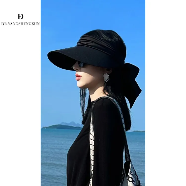 杨圣坤蝴蝶结遮阳防晒空顶帽防紫外线度假太阳帽DR2503-1160
