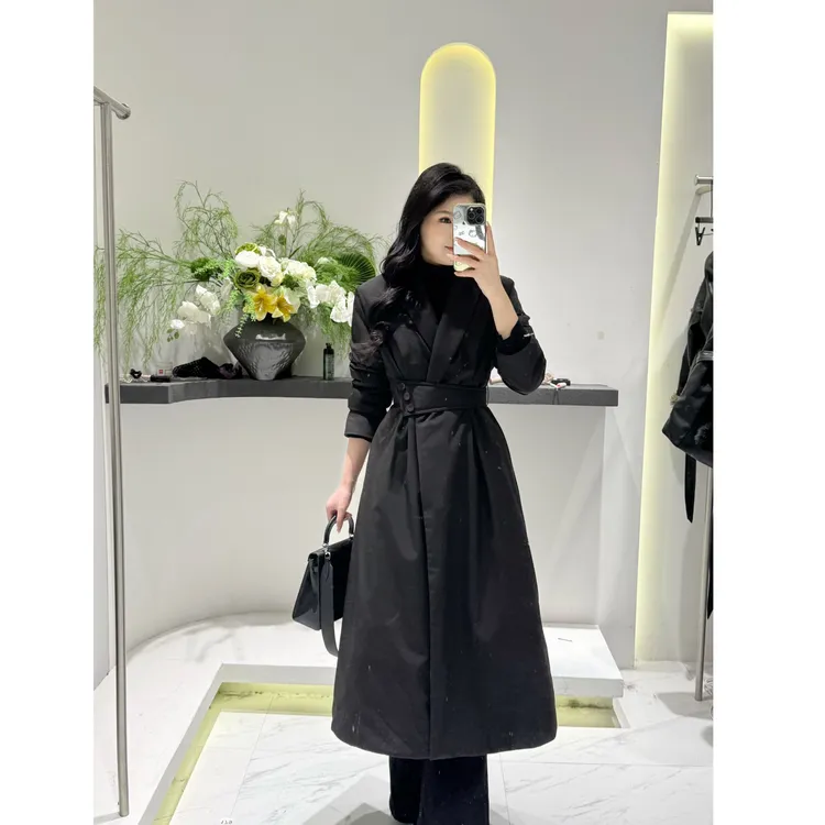 （格子家）气质款90白鸭绒高级时尚显瘦收腰设计师羽绒大衣1388