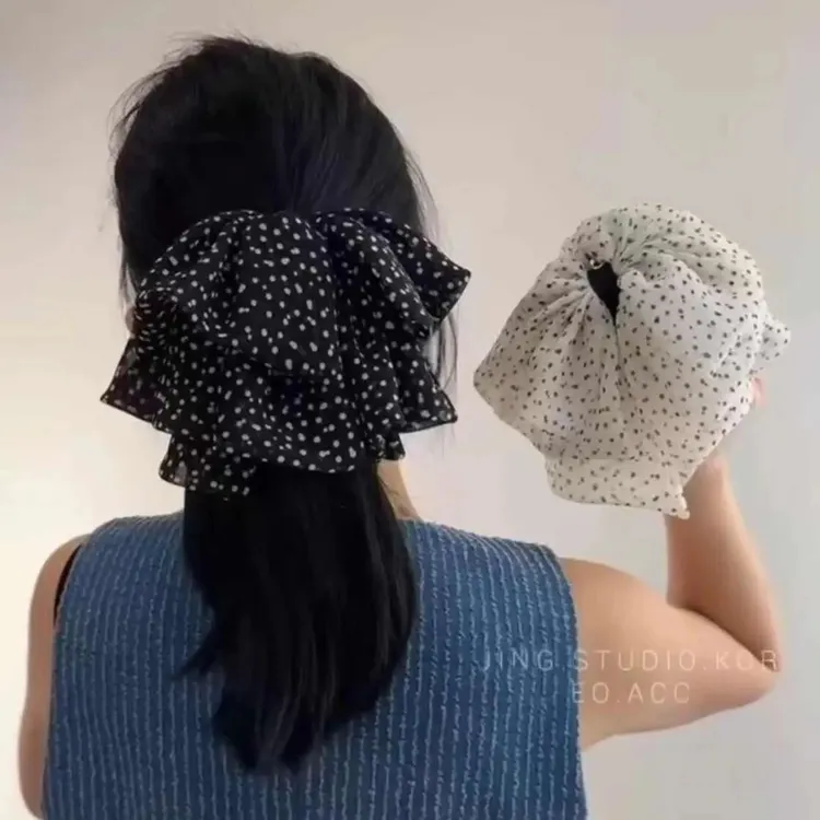 【细雨波点】韩版气质百搭飘逸蝴蝶结发抓仙女头扎发夹女马尾抓