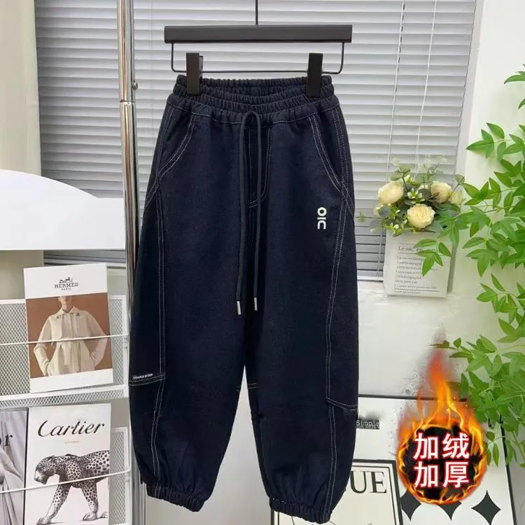（加绒/不加绒）儿童长裤中腰男女童秋冬款时尚春季秋季休闲裤韩版S