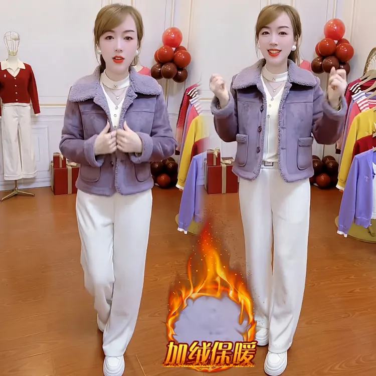 2025年冬季新款休闲短外套女小个子翻领纽扣小众减龄夹克时尚上衣