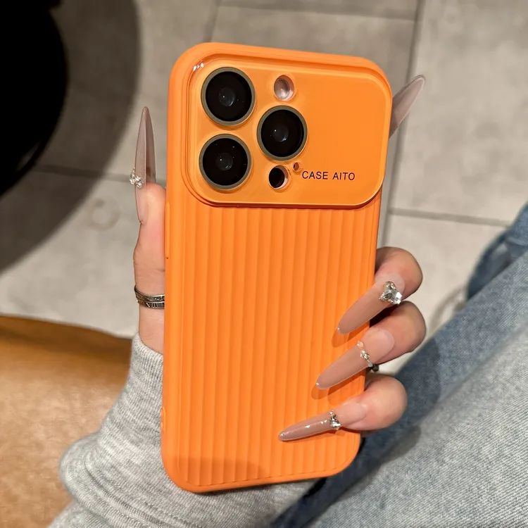 大视窗瓦楞纹适用苹果17promax手机壳新款iPhone16时尚15简约14女