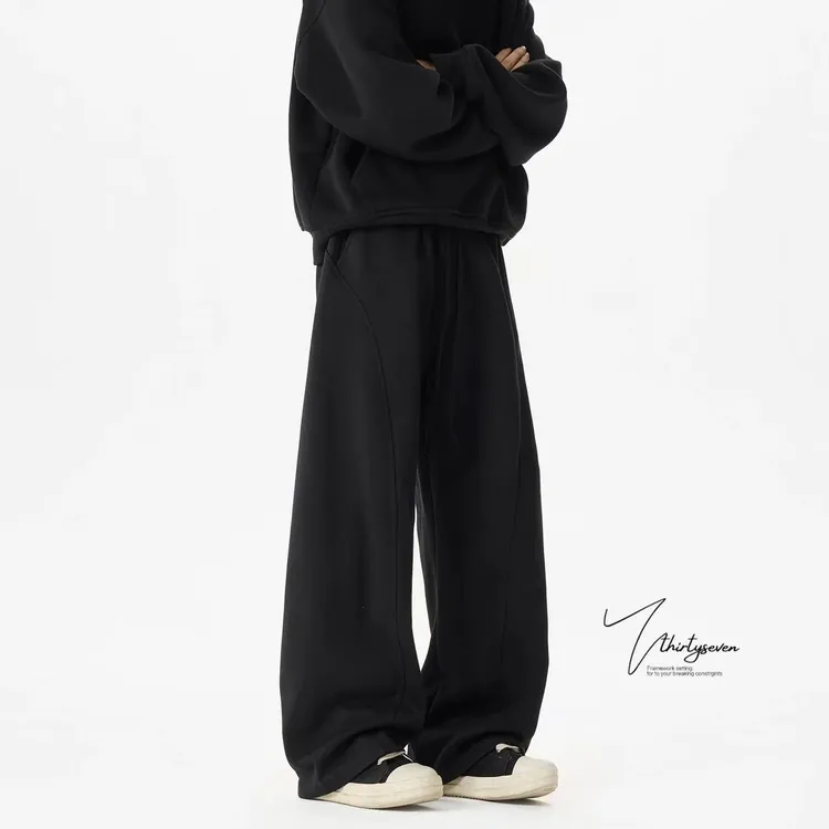 K2939 美式弯刀裤男女宽松运动休闲裤