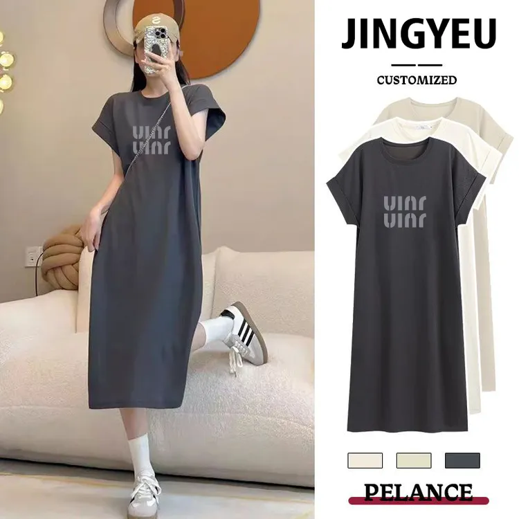 字母孕妇装夏季连衣裙短袖上衣宽松休闲连衣裙中长款百搭网红T裙