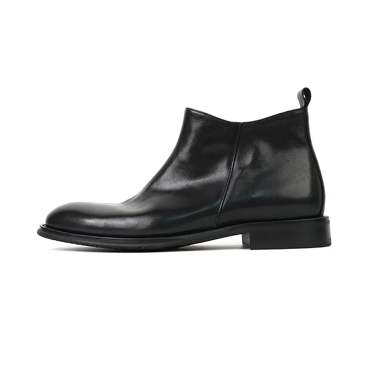 马皮简约英伦风经典切尔西软底软面舒适透气商务时尚短靴