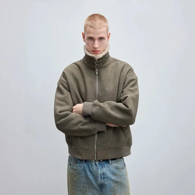 CHINISM赤尘 皮毛一体宽松落肩仿麂皮夹克男女同款冬季外套1045