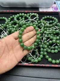 和田玉俄罗斯碧玉手串卡12 多样性发一