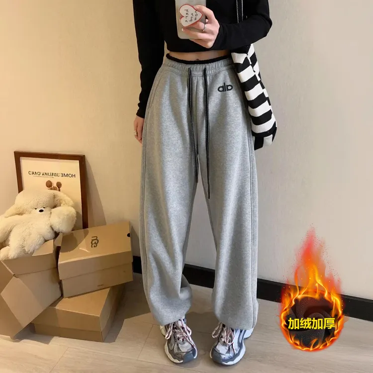 【加厚一体绒】女童加绒休闲裤2025冬中大童时髦宽松百搭刺绣卫裤潮