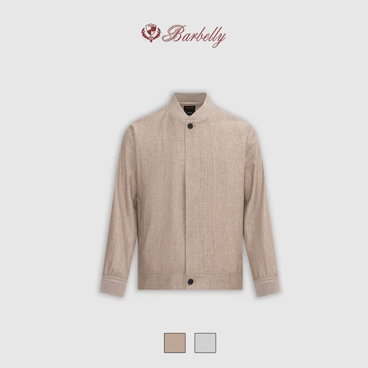 娜先生 杰家 早秋高定亚麻混纺飞行员夹克外套