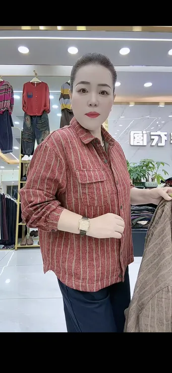 宽松型短款短外套落肩袖时尚女装单排扣女格子潮流2526