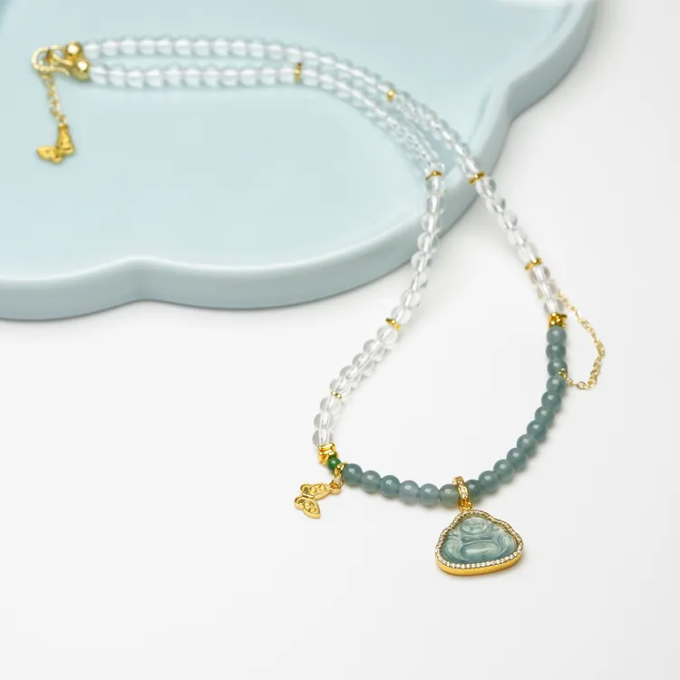 【小北严选】翡翠佛公吊坠约10*14mm带珠链【多样性发一件】-WH263X23