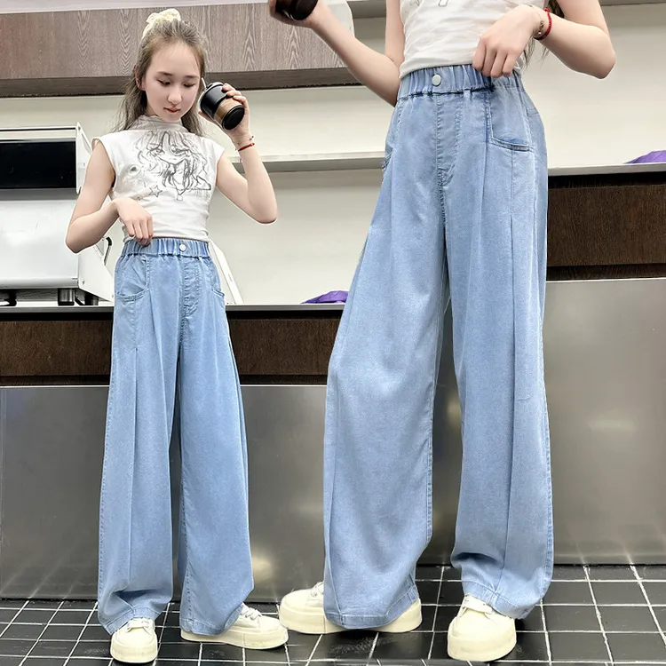 童装夏款女童天丝牛仔裤夏季新款休闲裤儿童薄款清凉透气防蚊长裤