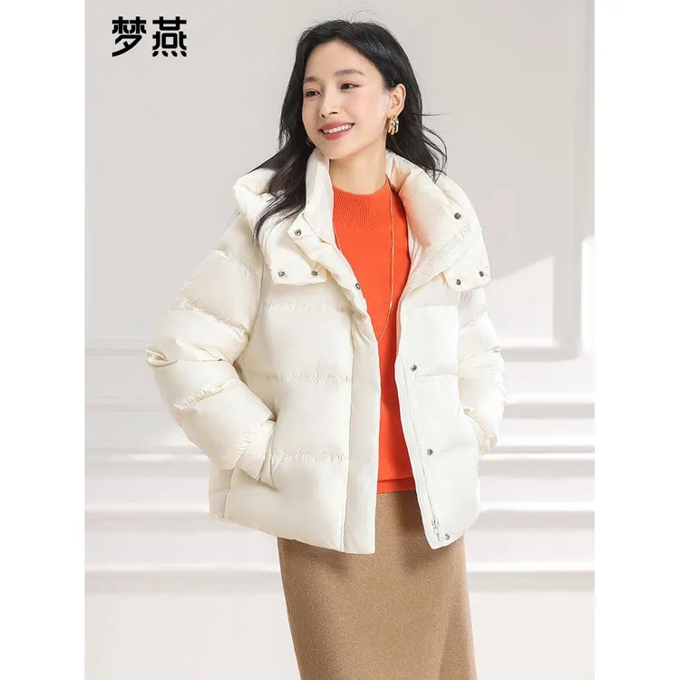 简约休闲羽绒服女装2025冬季短款宽松面包服外套CY11B5006D