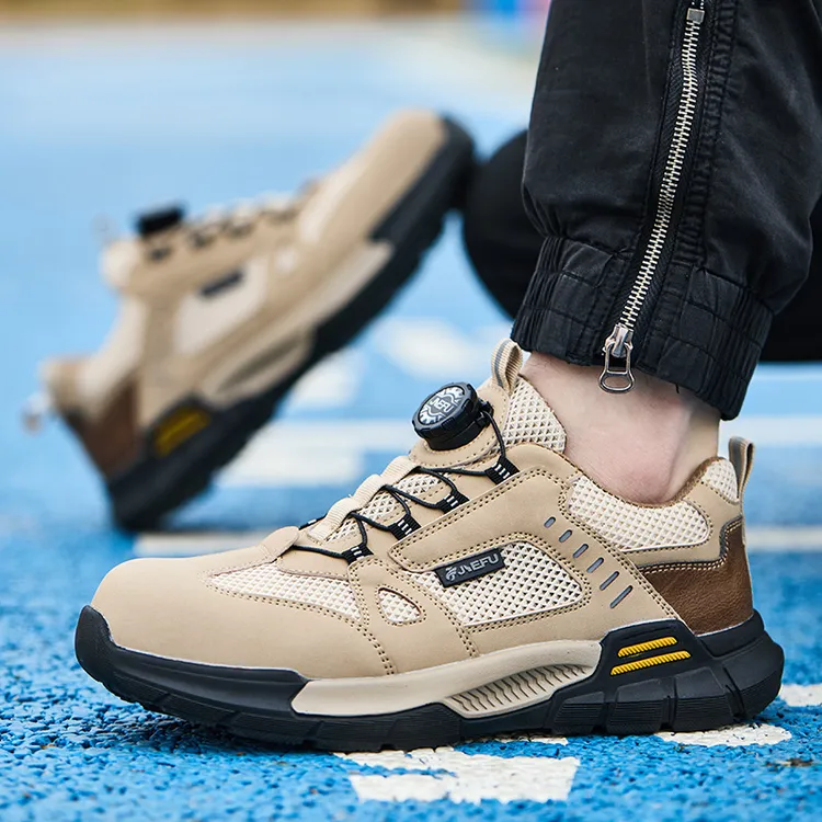 劳保鞋男低帮轻便舒适安全鞋女旋转扣绝缘塑包头防砸防刺工作鞋