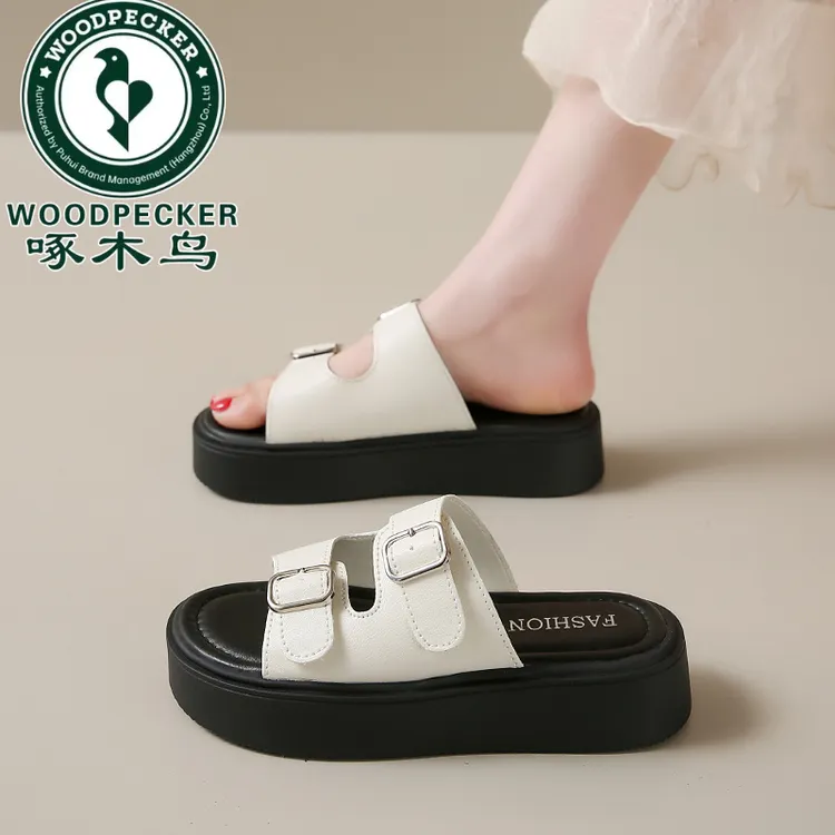 啄木鸟女鞋夏季新款女鞋时尚百搭一字女拖鞋凉鞋夏季百搭时尚女鞋