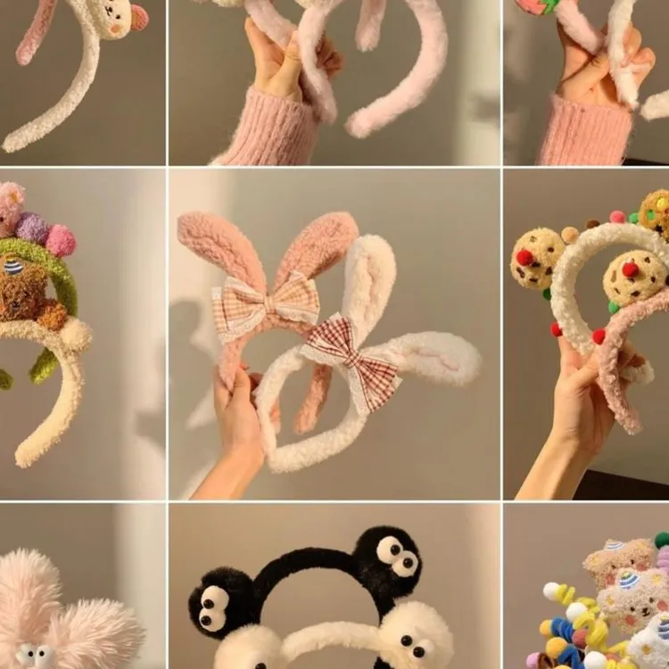 可爱洗脸发箍女款卡通头饰束发带头箍毛绒儿童发捆
