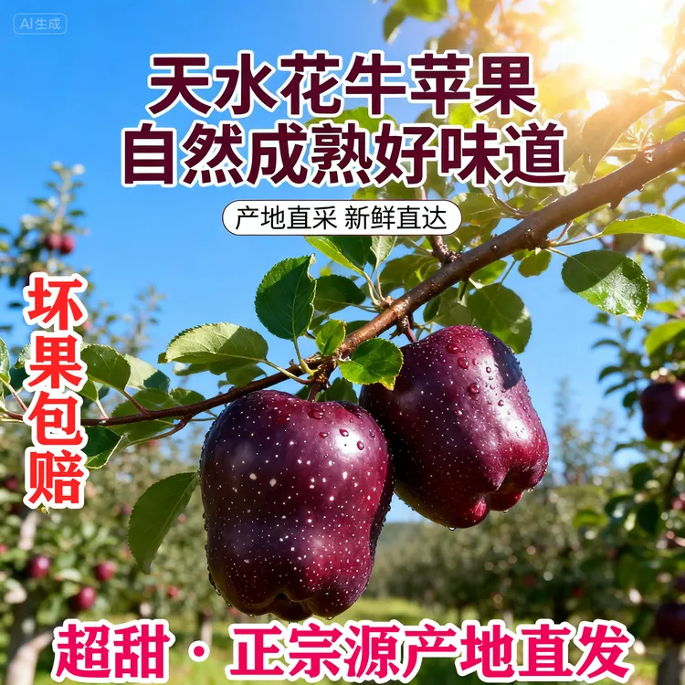 甘肃天水花牛苹果新鲜当季脆甜粉面红蛇果可刮泥做辅食
