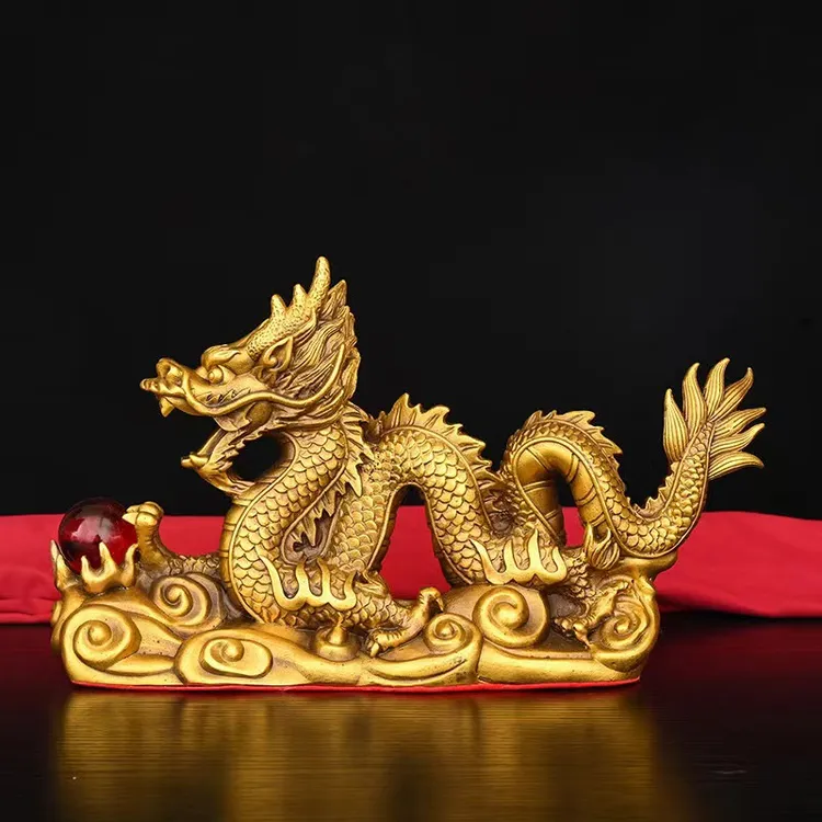 铜龙摆件铜祥龙献瑞青龙汉龙金龙生肖龙家居酒柜桌面装饰五爪龙