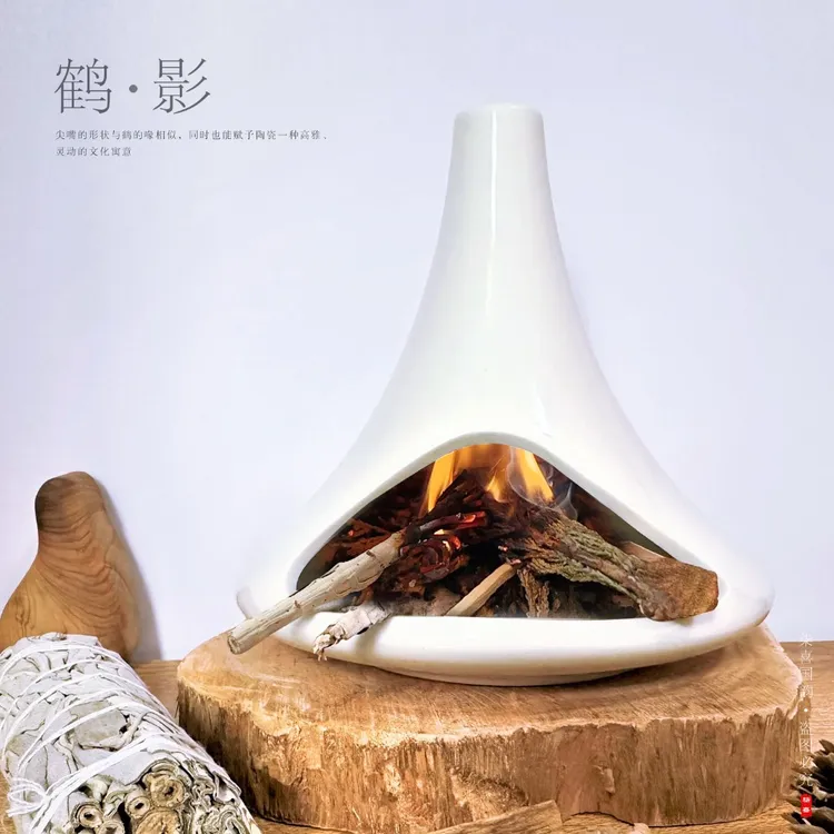 鹤影◆圣木鼠尾草雪松炉燃烧托盘烟囱支架陶瓷线香插香薰炉